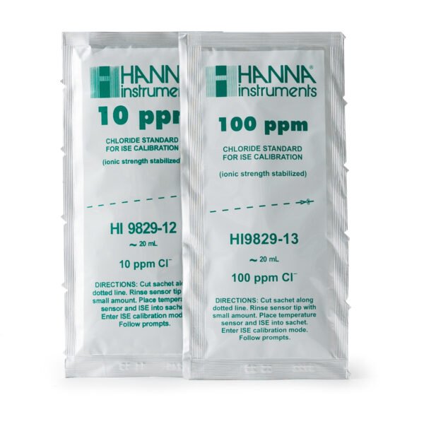 10 ppm and 100 ppm Chloride Calibration Standard Sachets for HI9829 (10 x 25 mL each)