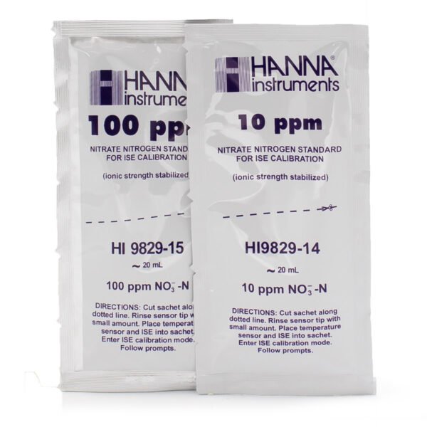 10 ppm and 100 ppm Nitrate (as N) Calibration Standard Sachets for HI9829 (10 x 25 mL each)