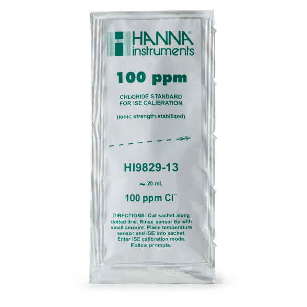 100 ppm Chloride Calibration Standard Sachets for HI9829 (25 x 25 mL)