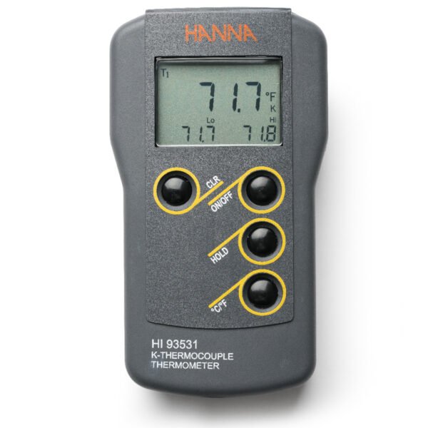 0.1° Resolution K-Type Thermocouple Thermometer with High/Low Limit Display