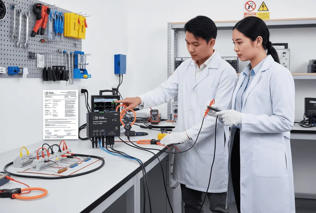 3-Phase Power Meter / 3-Phase Power Analyzer PCE-PA 6500 F50-ICA dengan sertifikat kalibrasi ISO untuk pengukuran daya tiga fase presisi tinggi