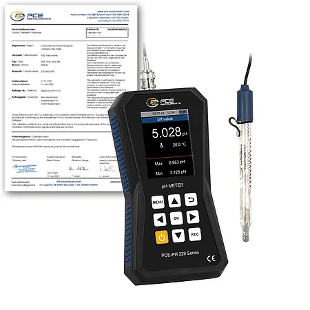 pH Meter / pH Tester PCE-PH 228LAB-GEN-ICA incl. ISO-Calibration Certificate