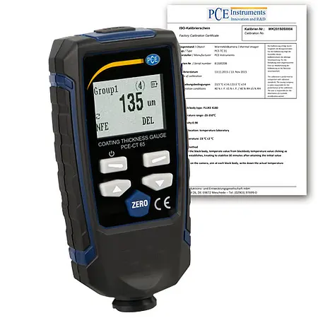 Surface Testing Thickness Gauge PCE-CT 65-ICA incl. ISO Calibration Certificate