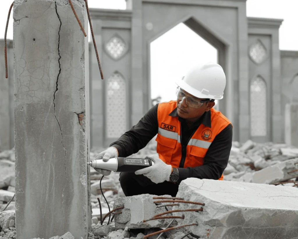 PCE-HT 224E palu uji beton (palu Schmidt) untuk mengukur nilai rebound dan estimasi kuat tekan beton secara nondestruktif di lapangan