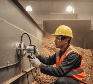 PCE-MWM 300P, sensor kelembapan absolut microwave untuk pengukuran kadar air kontinu pada pellets dan serpihan kayu di proses industri