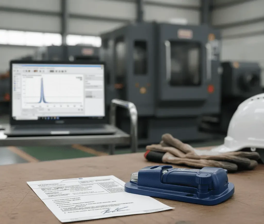 PCE-VD 3-ICA accelerometer – sensor percepatan bersertifikat kalibrasi ISO untuk monitoring getaran mesin industri.