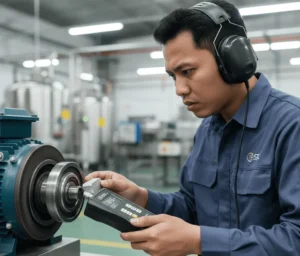 PCE-VM 10-ICA accelerometer bersertifikat ISO – sensor percepatan/getaran presisi untuk monitoring kondisi mesin industri.