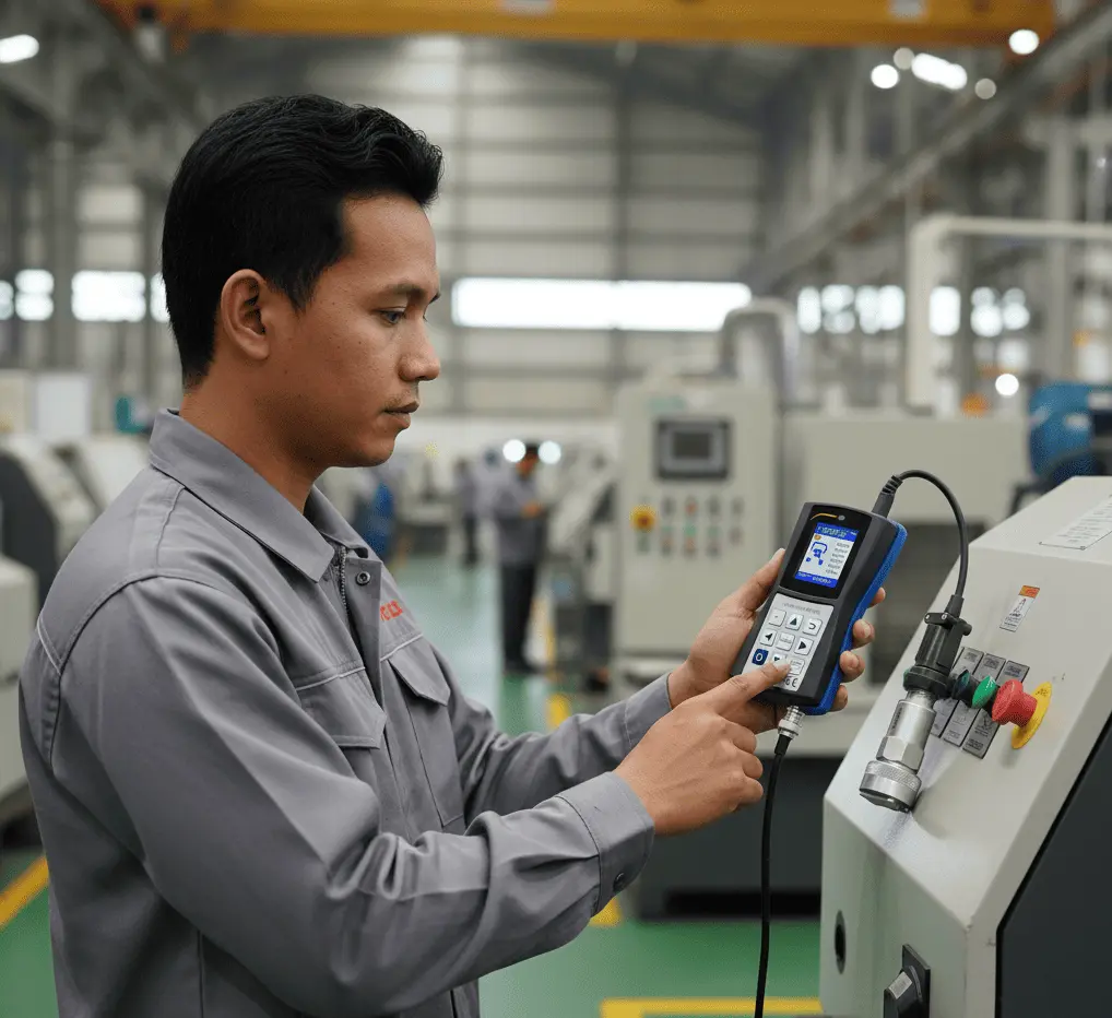 PCE-VM 20-ICA accelerometer bersertifikat ISO – sensor percepatan/getaran presisi untuk monitoring kondisi mesin industri.