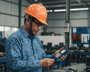 PCE-VM 22 accelerometer – sensor percepatan/getaran presisi untuk monitoring kondisi mesin industri.