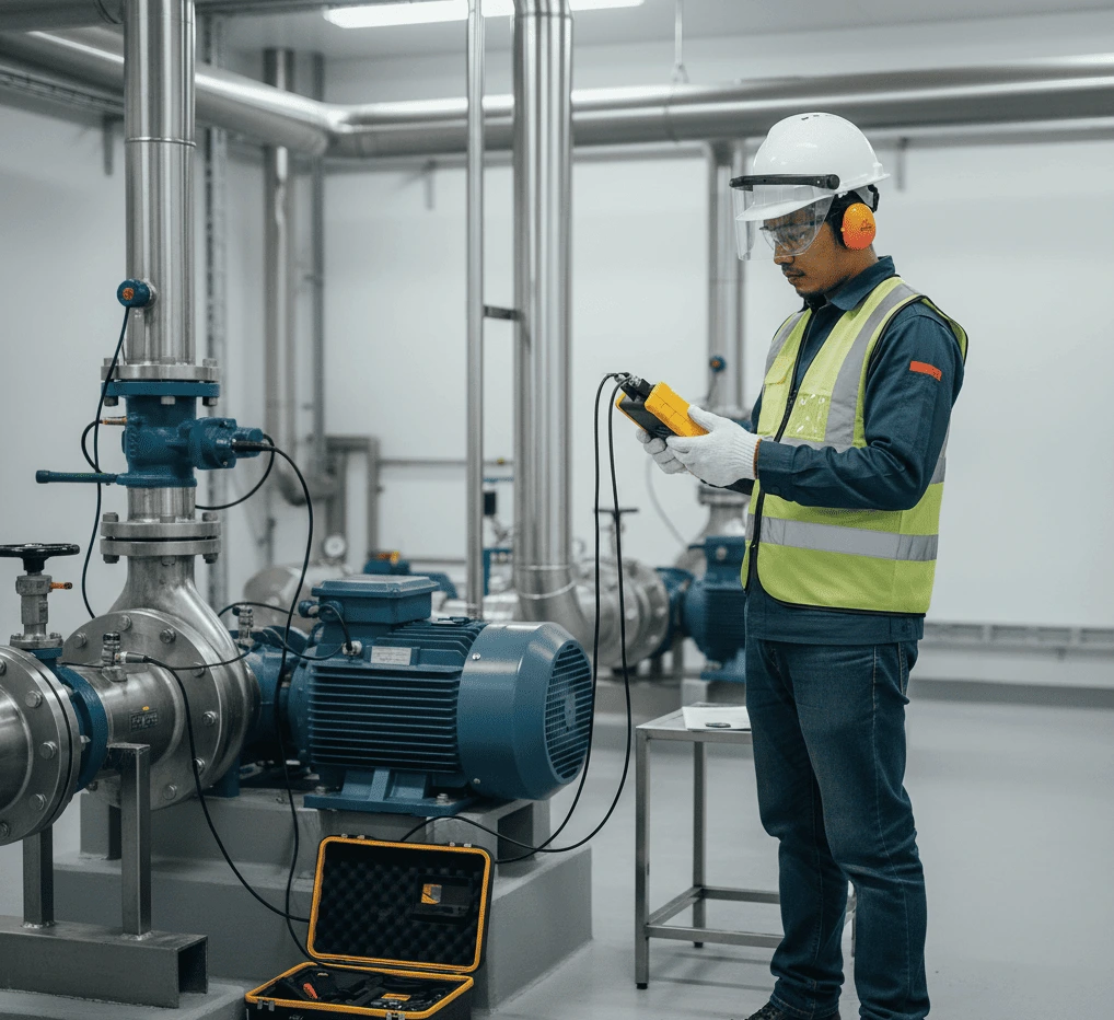 PCE-VM 5000 dengan sertifikat kalibrasi ISO (ICA) untuk akurasi terverifikasi