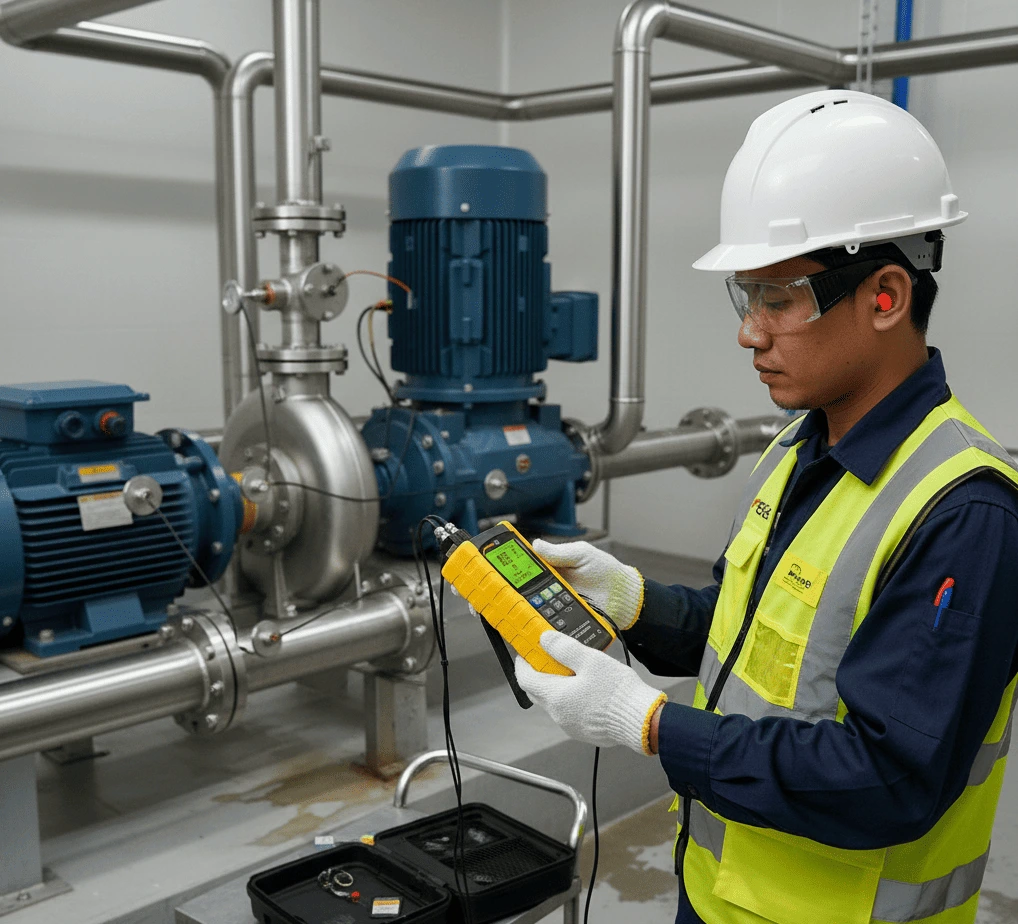 Akselerometer PCE-VM 5000—vibrometer industri untuk pemeliharaan prediktif