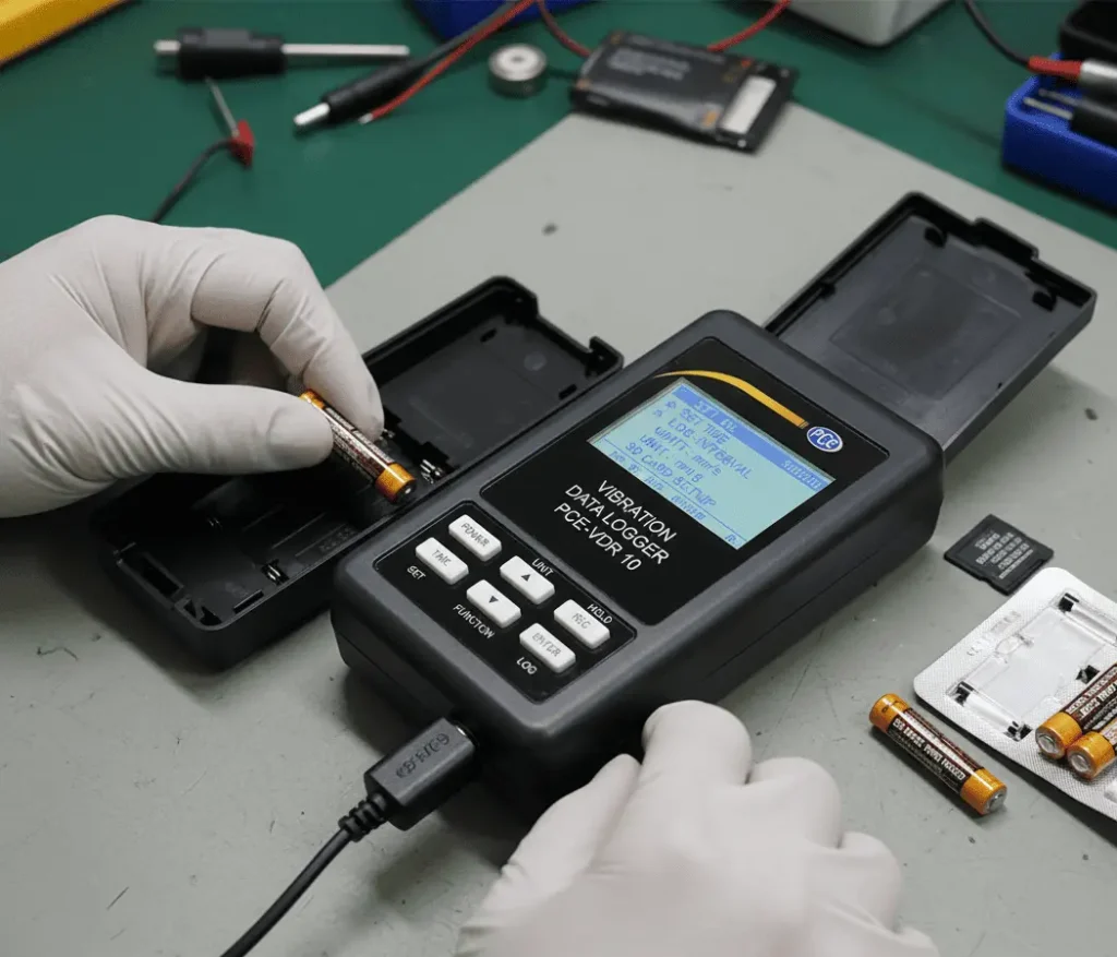 PCE-VDR 10 accelerometer – sensor percepatan/getaran presisi untuk monitoring kondisi mesin industri.