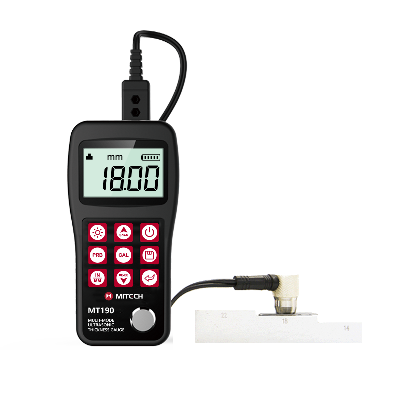 MT190 Multi-mode Ultrasonic Thickness Gauge - Alat ukur ketebalan ultrasonik portabel dengan layar LCD untuk inspeksi korosi