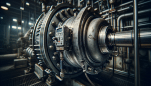 Sensor getaran terpasang pada turbin industri, panduan pemantauan keamanan operasional.