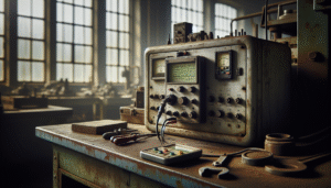 Data logging device on industrial electrical panel with power analysis meter for preventive maintenance.