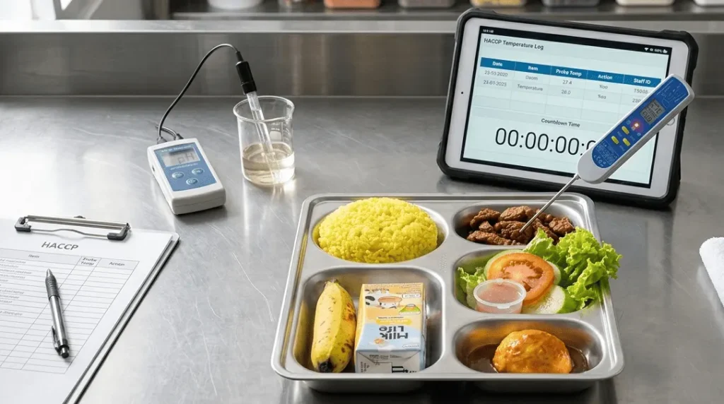 Termometer makanan digital, alat ukur keamanan pangan HACCP.