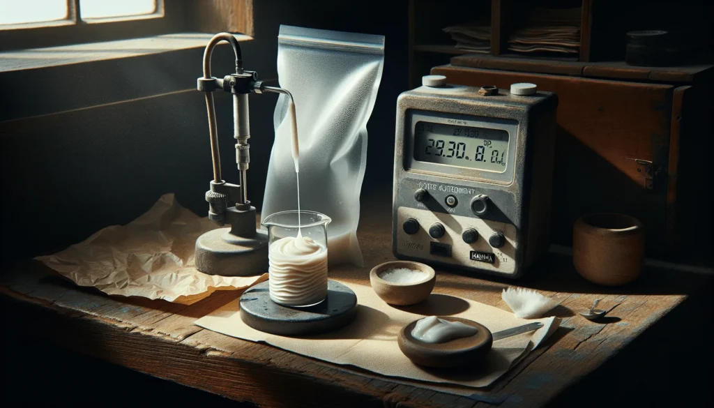 Testing pH/ORP in frozen and thawed coconut cream using Hanna HI2002-01 meter on laboratory bench