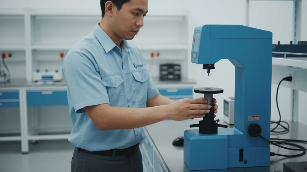 Alat Penguji Kekerasan Rockwell NOVOTEST TS-R-C - alat uji dengan anvil dan layar digital