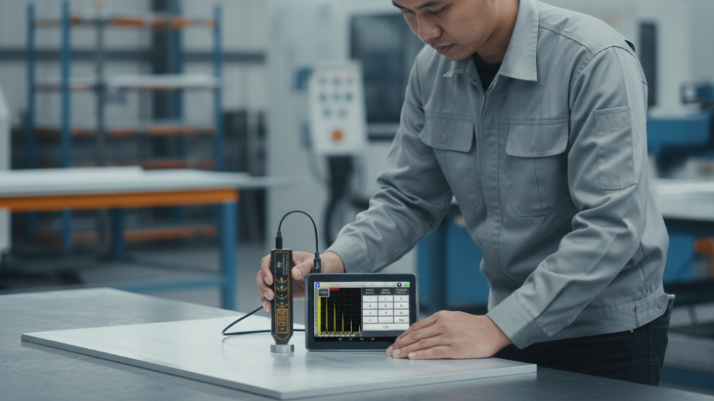 Alat Pengukur Ketebalan NOVOTEST UT-3K-EMA - alat elektronik genggam untuk mengukur ketebalan lapisan anodik tanpa merusak.