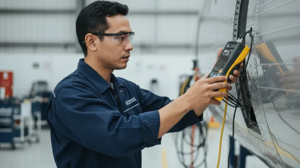 NOVOTEST UD2301 Ultrasonic Flaw Detector - Perangkat portabel untuk inspeksi NDT pesawat, mencegah korosi tegangan aluminium.