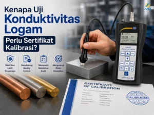 Alat uji konduktivitas logam PCE-COM 20 digunakan pada material logam dengan sertifikat kalibrasi.