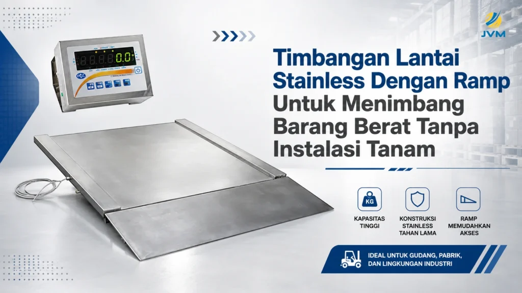 Timbangan lantai stainless dengan ramp untuk menimbang barang berat tanpa instalasi tanam