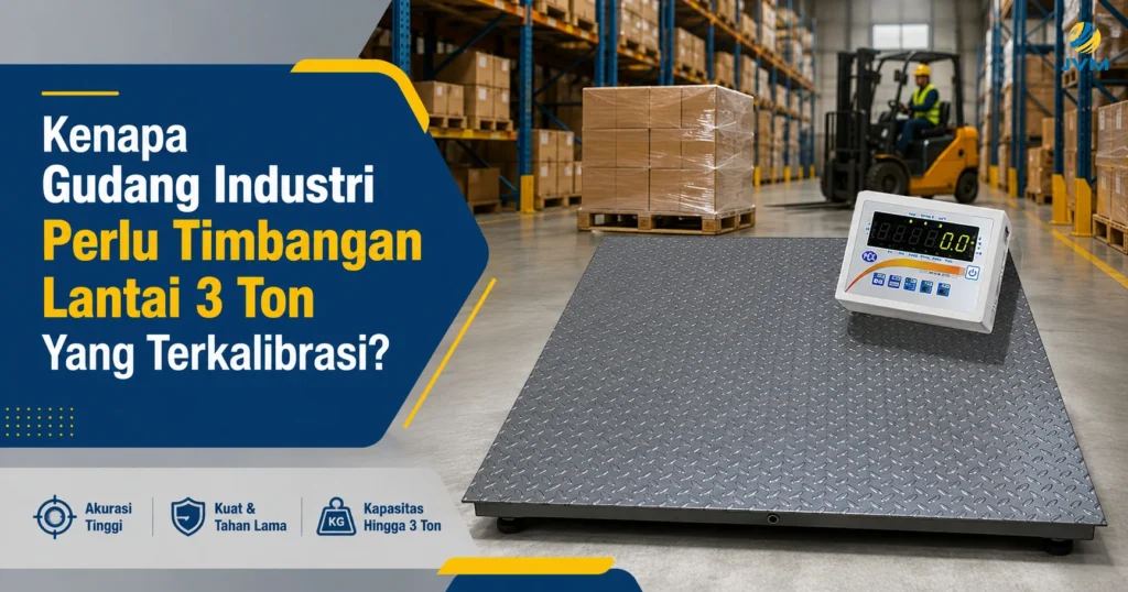 Timbangan lantai 3 ton terkalibrasi untuk penimbangan barang berat di gudang industri