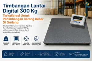 Timbangan lantai digital 300 kg terkalibrasi untuk penimbangan barang besar di gudang