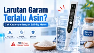 Conductivity meter PCE-SM 5 untuk mengukur kadar garam atau salinitas larutan secara digital.