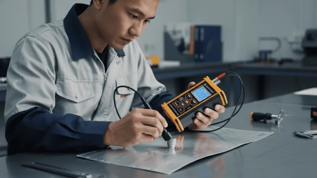 Alat Ukur Ketebalan Ultrasonik NOVOTEST UT-1M-ST - perangkat genggam untuk deteksi distorsi skin panel aluminium