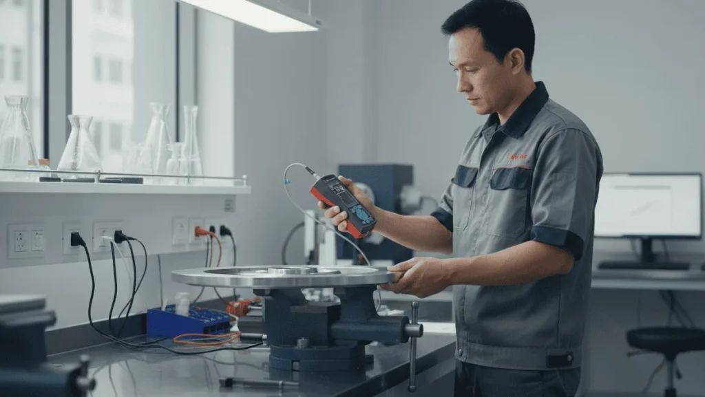 Alat Penguji Kekerasan NOVOTEST TU3 - perangkat portabel dengan probe untuk pengukuran kekerasan non-destruktif pada turbine disc