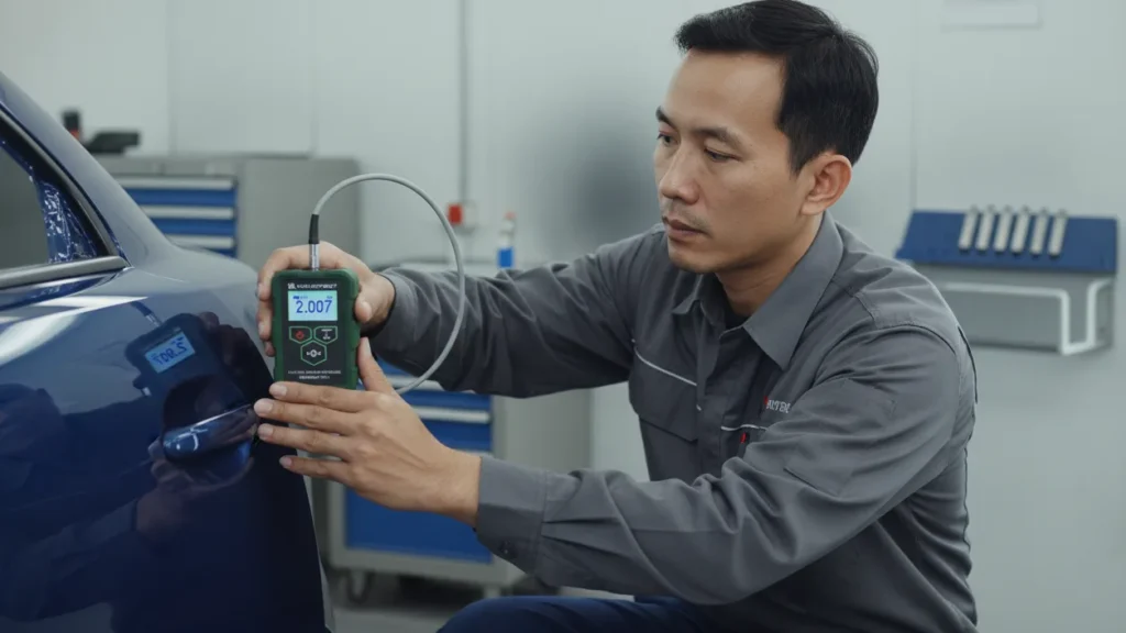 NOVOTEST TP-2020 BT - alat ukur ketebalan lapisan non-destruktif dengan layar digital dan probe untuk inspeksi cat