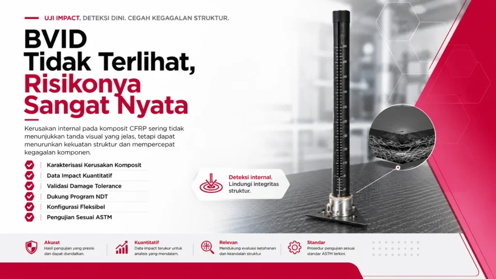 Tester Novotest Strike-U6272 alat uji impact coating untuk material komposit pada pesawat