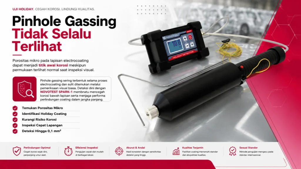 deteksi pinhole gassing pada lapisan cat dengan NOVOTEST SPARK-1