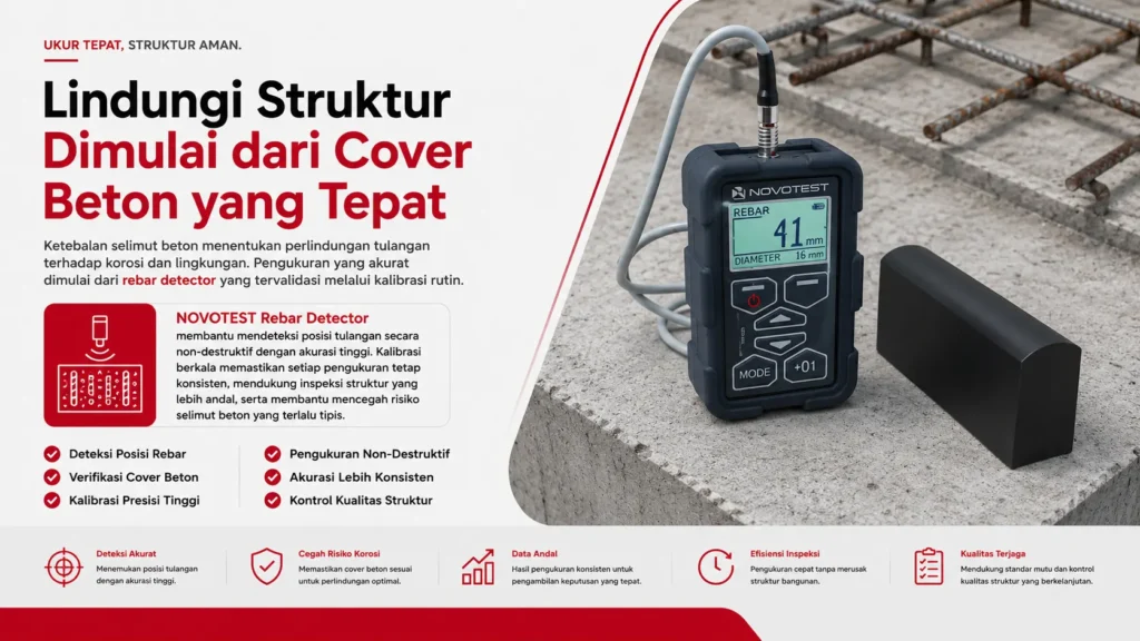 aplikasi novotest rebar detector untuk Mencegah Selimut Beton Tipis