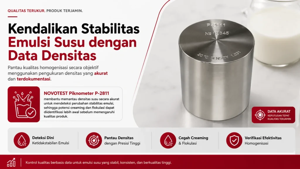 panduan kontrol stabilitas emulsi susu melalui pengukuran densitas menggunakan novotest Piknometer P-2811