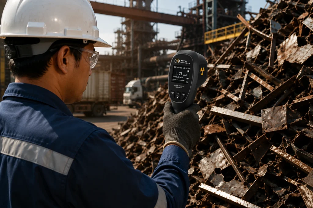 Klaim penawaran image(22).png Teks yang ditempel (1)(14).txt Dokumen judul artikel "Besi Tua Radioaktif Bisa Bikin Pabrik Baja Bangkrut, Ini Solusinya!" dari artikel diatas buatkan feature image untuk artikelnya, gambar productnya pake gambar yang aku kirim, jangan kebanyakan teksnya Gambar yang dibuat: Pemeriksaan radiasi di tempat pengolahan besi Edit Feature image menampilkan detektor radiasi di area scrap yard pabrik baja. You could try: Perbesar produk dan kurangi elemen latar. Ubah menjadi ilustrasi 3D bergaya isometrik. Tambahkan teks “Besi Tua Radioaktif?” minimalis. Gambar yang dibuat: Pekerja memeriksa logam bekas di tempat daur ulang Edit Teknisi memindai tumpukan besi scrap menggunakan detektor radiasi portabel. You could try: Besarkan produk agar lebih menonjol. Ubah menjadi gaya ilustrasi sinematik realistis. Tambahkan ruang kosong untuk judul artikel. cvjvm_logo(1).jpeg buatkan gambar baju orangnya di lengan kanannya ada logo jvm kecil Gambar yang dibuat: Pemeriksaan radiasi di tempat pelelangan besi tua Edit Teknisi memindai besi scrap dengan logo JVM kecil di lengan kanan. You could try: Kecilkan logo JVM agar lebih natural. Buat versi banner website 16:9. Tambahkan ruang kosong untuk headline. buatkan alt text, caption, dan deskripsi gambarnya Alt Text Teknisi pabrik memindai tumpukan besi scrap menggunakan detektor radiasi portabel PCE-RAM 7 di area peleburan baja, dengan logo JVM pada lengan kanan seragam sebagai ilustrasi proses inspeksi material sebelum produksi. Caption Pemeriksaan radiasi pada besi scrap menggunakan PCE-RAM 7 membantu mencegah material radioaktif masuk ke proses peleburan dan mengurangi risiko kerugian besar bagi pabrik baja. Deskripsi Gambar Ilustrasi memperlihatkan seorang teknisi industri mengenakan alat pelindung diri sedang melakukan inspeksi tumpukan besi scrap menggunakan detektor radiasi portabel PCE-RAM 7. Teknisi memakai seragam kerja berwarna biru dengan logo JVM kecil di lengan kanan, sementara latar belakang menampilkan area scrapyard dan fasilitas pabrik baja. Gambar ini menggambarkan pentingnya deteksi dini radiasi pada material besi bekas untuk mencegah kontaminasi radioaktif, downtime produksi, serta kerugian operasional di industri peleburan baja. Teknisi industri memeriksa tumpukan besi scrap menggunakan detektor radiasi portabel PCE-RAM 7 di area pabrik baja untuk mendeteksi potensi kontaminasi radioaktif.