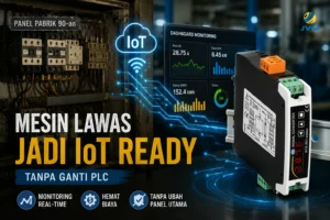 Signal converter PCE-SCI-D digunakan untuk menghubungkan panel mesin pabrik lawas dengan sistem monitoring IoT modern tanpa mengganti PLC.