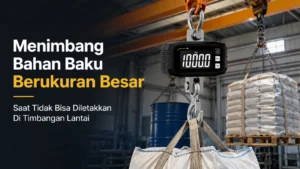 Crane scale digunakan untuk menimbang bahan baku berukuran besar yang tergantung di area produksi saat tidak bisa diletakkan di timbangan lantai.