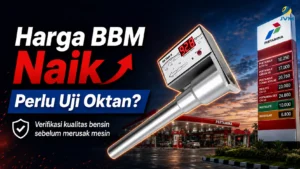 Ilustrasi kenaikan harga BBM Pertamina dan uji oktan bensin dengan portable octane meter.