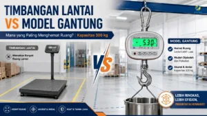 Perbandingan timbangan lantai dan timbangan gantung PCE-CS 300 untuk efisiensi ruang industri.