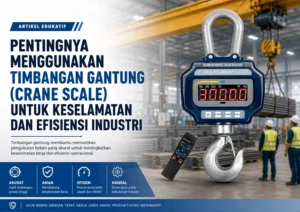 Feature image artikel tentang pentingnya menggunakan timbangan gantung crane scale PCE-CS 3000N untuk mengukur beban industri secara akurat, aman, dan efisien.