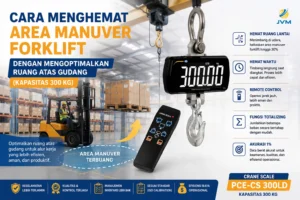 Crane Scale PCE-CS 300LD kapasitas 300 kg untuk menghemat area manuver forklift di gudang.