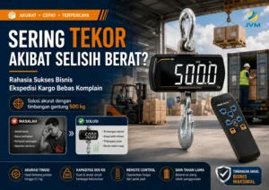 Timbangan gantung 500 kg untuk mengurangi selisih berat muatan ekspedisi kargo di gudang logistik