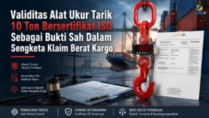 Alat ukur tarik 10 ton bersertifikat ISO sebagai bukti sah dalam sengketa klaim berat kargo di pelabuhan.