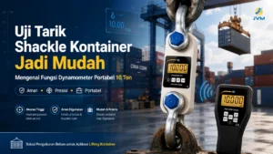 Dynamometer portabel 10 ton untuk uji tarik shackle kontainer di area pelabuhan.