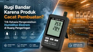 Data logger suhu dan kelembapan PCE-HT110 di ruang pengeringan industri untuk memantau humiditas ekstrem dan mencegah produk cacat.