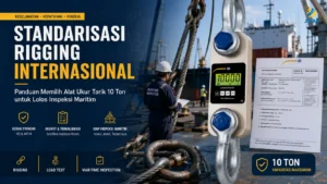 Alat ukur tarik 10 ton untuk standarisasi rigging internasional dan inspeksi maritim dengan sertifikat kalibrasi.