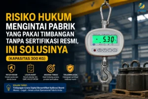 Crane scale digital 300 kg bersertifikat kalibrasi resmi untuk membantu pabrik menghindari risiko hukum, gagal audit, dan masalah akurasi penimbangan.