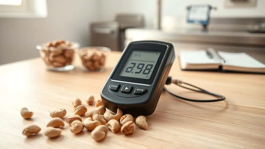 Digital moisture meter probe on raw cashew nuts checking moisture for quality control in production facility